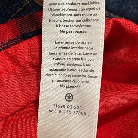 Osh Kosh Denim Jumper Dress with Red  /  Navy check  18 mos - Picture 7 of 7